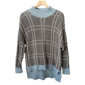 ABLE Jana Patterned Plaid Turtleneck Sweater Organic Cotton Medium